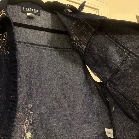 ❗️ Signature by Jerell Denim Sleeveless Embroidered Vest Size XL - Picture 12 of 13